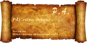 Pénzes Adony névjegykártya